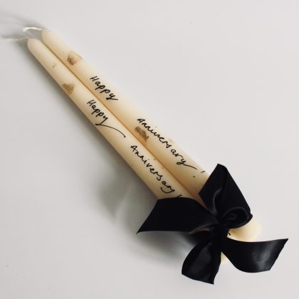 Personalised Candles - Gold Leaf Handwritten Personalised Anniversary Dinner Candle