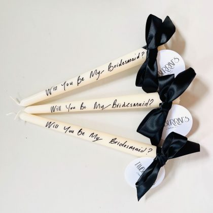 Personalised Candles - Bridesmaid Handwritten Personalised Dinner Candle Gift
