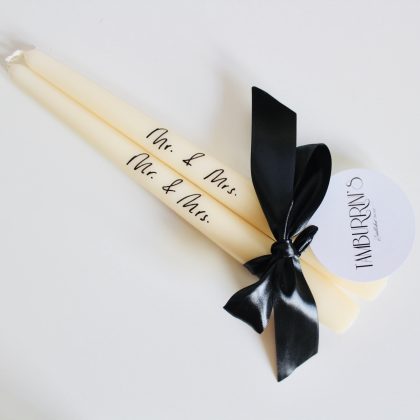 Personalised Candles - Mr & Mrs Wedding Handwritten Personalised Dinner Candle Gift